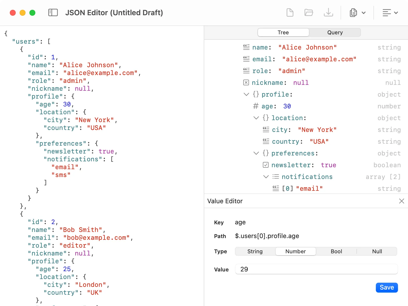 DevKnife JSON tree value editor